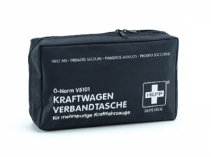 First aid bag for cars according to ÖNorm V 5101 in red or black